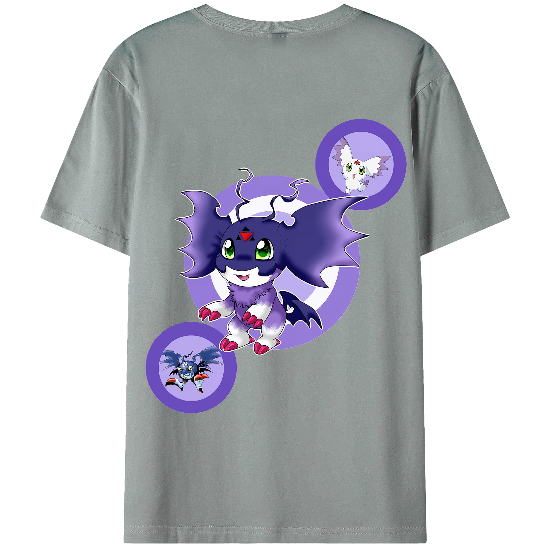 （画像用） Digimon デジタルモンスター/デジモン 綿100％ メンズ半袖Tシャツ（バックプリント） 通気性